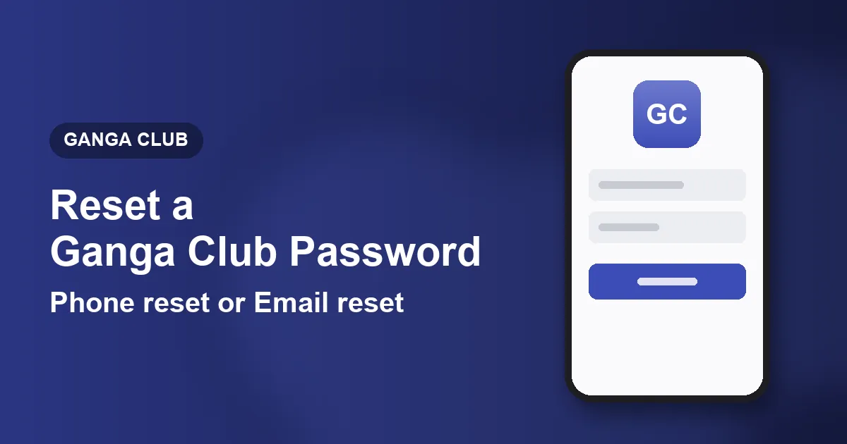 Banner titled Reset a Ganga Club Password showing the two reset choices