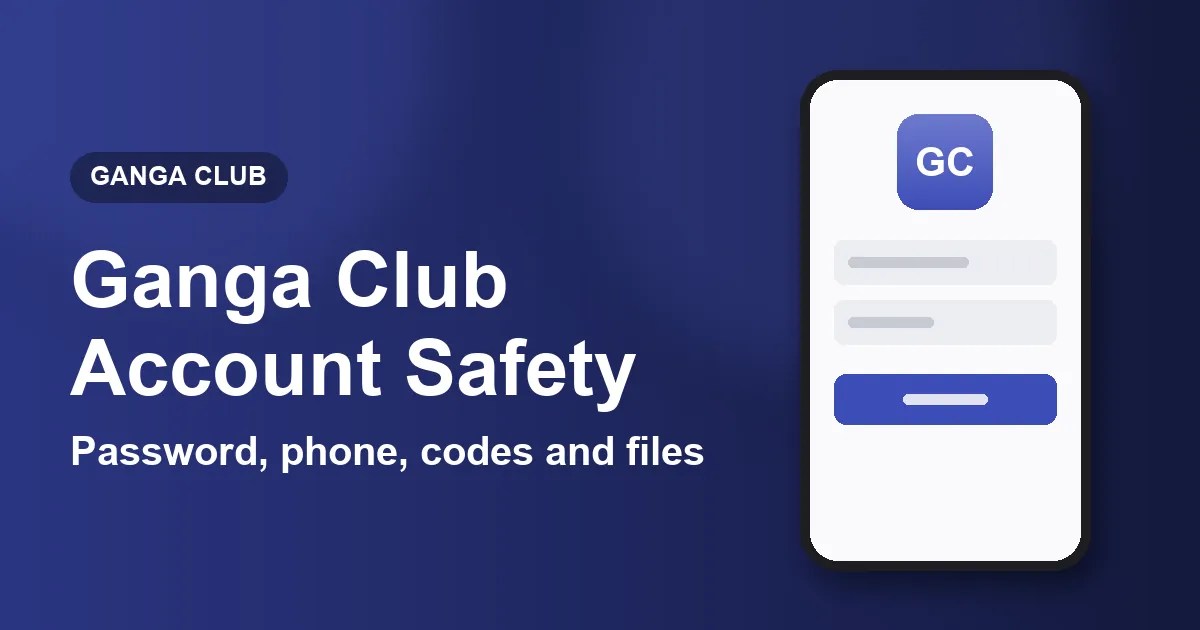 Banner titled Ganga Club Account Safety with an outline of a phone